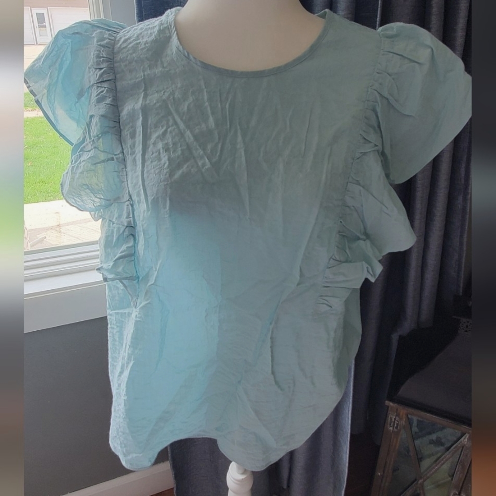A NEW DAY FLUTTER SLEEVE CREWNECK TOP